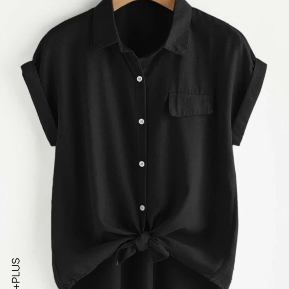 SHEIN batwing sleeve dip hem blouse